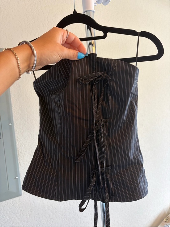 Princess Polly Tops - NWT Princess Polly Black Pinstripe Lace-Up Bustier Camisole